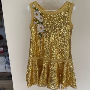 Italian Sparkling Gold Sequin Kids Dress Brand Monnalisa